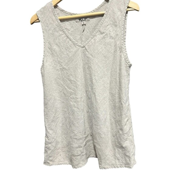 Flax Khaki Womens Size Medium Tunic Top Sleeveless Linen Earth Natural Vneck - Picture 2 of 7